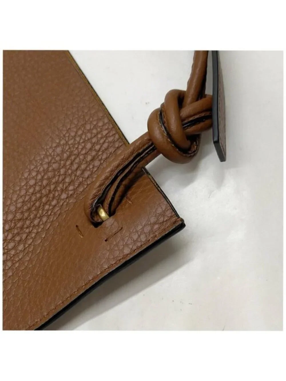 Authentic Valentino Garavani Brown Leather Shopper Tote Bag